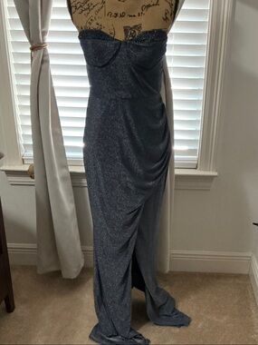 Sparkle Strapless Navy Blue Evening Gown